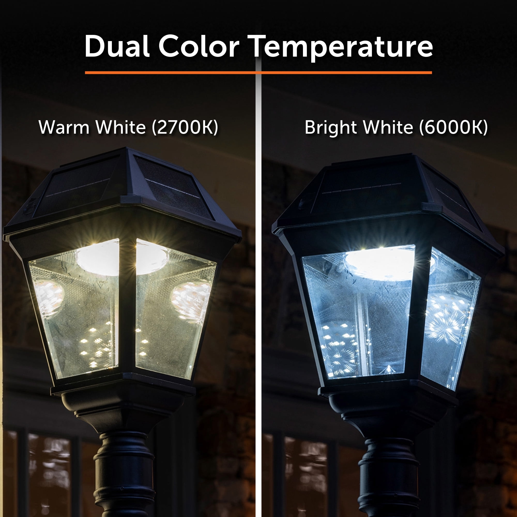 Gama Sonic Imperial III Solar Post Light, Black Aluminum and Beveled Glass, Outdoor Lamp, Dual Color Temperature, 3-inch Fitter for Lamp Posts or Pier Mount (Sold Separately) 97K012