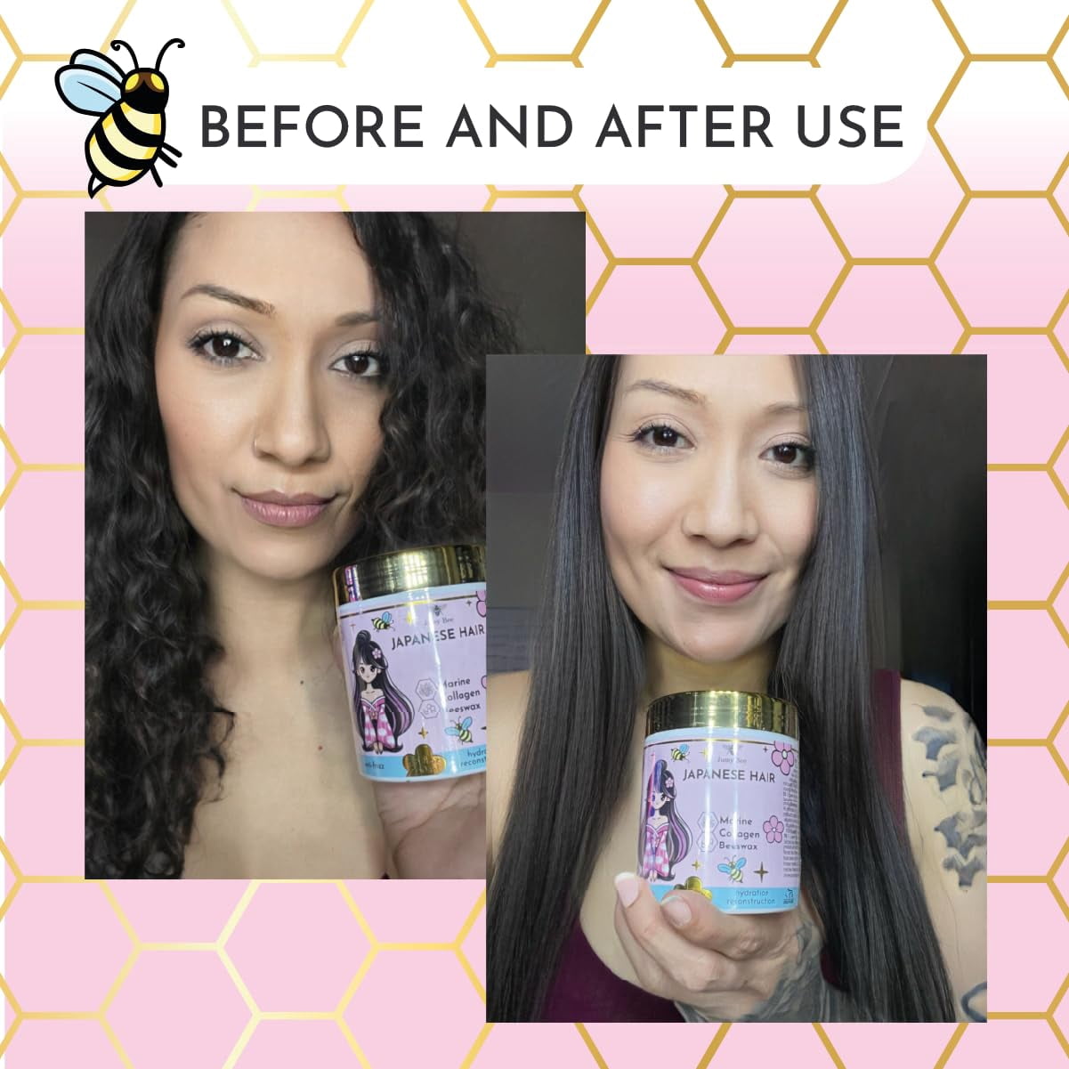 Japanese BTX Hair Mask for Damaged Hair — Collagen & Keratin Treatment with Beeswax, Anti-Frizz, Protein Repair, Formaldehyde-Free, 8.8 oz