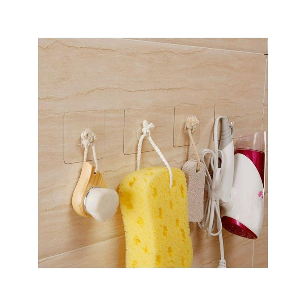 10Pcs Powerful Traceless Plastic Small Hook,Adhesive Wall Hooks Clear