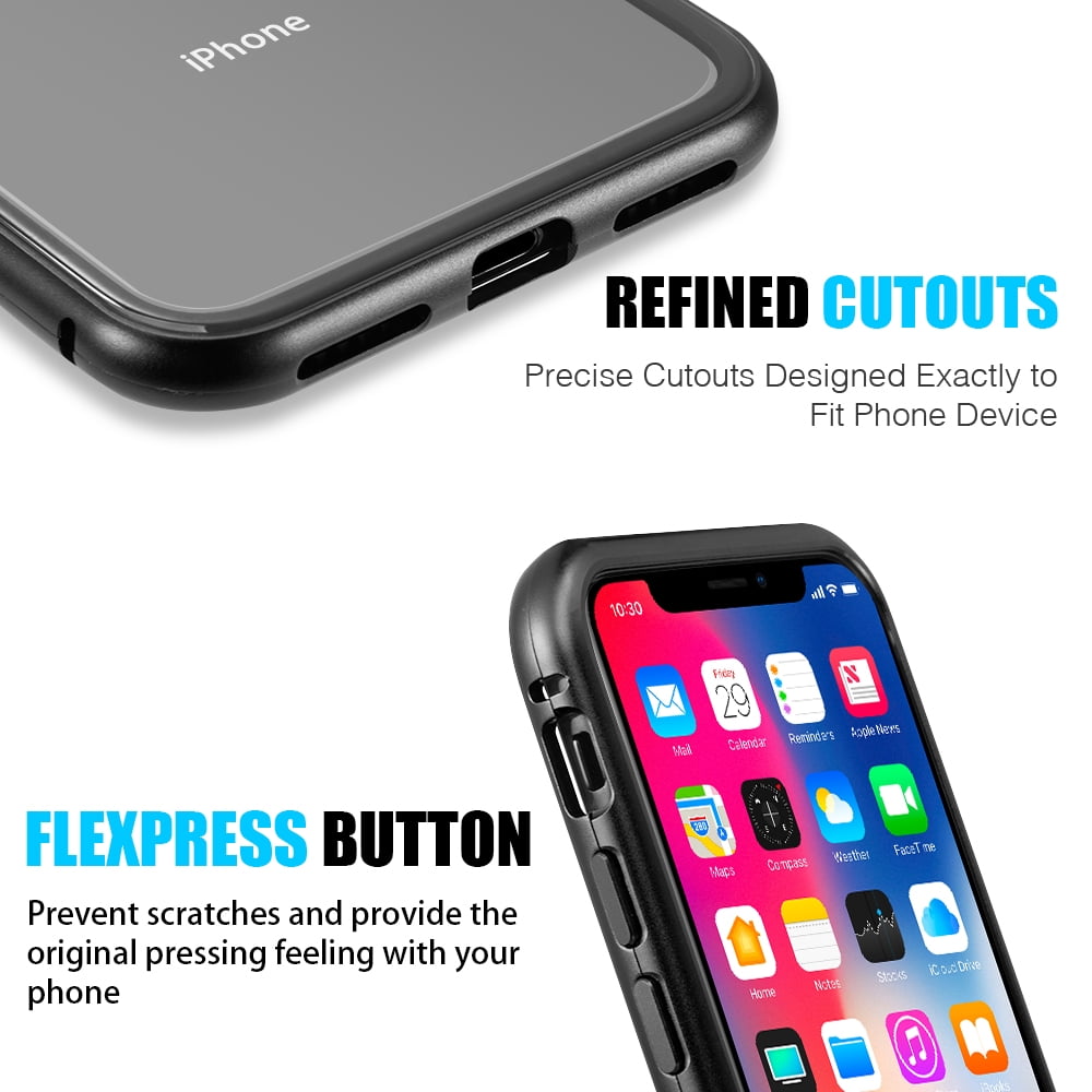 Case For Iphone X Xs Nakedcellphone Magnetic Snap On Aluminum Cover With Transparent Rear 9h Hard Tempered Glass Clear Protector For Apple Iphone Xs 18 Iphone X 17 Aka Iphone 10 10s Walmart Com