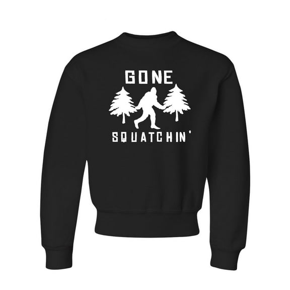 Youth Gone Squatchin' Gone Squatching Bigfoot Sasquatch Crewneck Sweatshirt