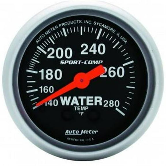 3331 2.06 in. Mini Sport-Comp Electric Water Temperature Gauge - 140 deg -280 deg