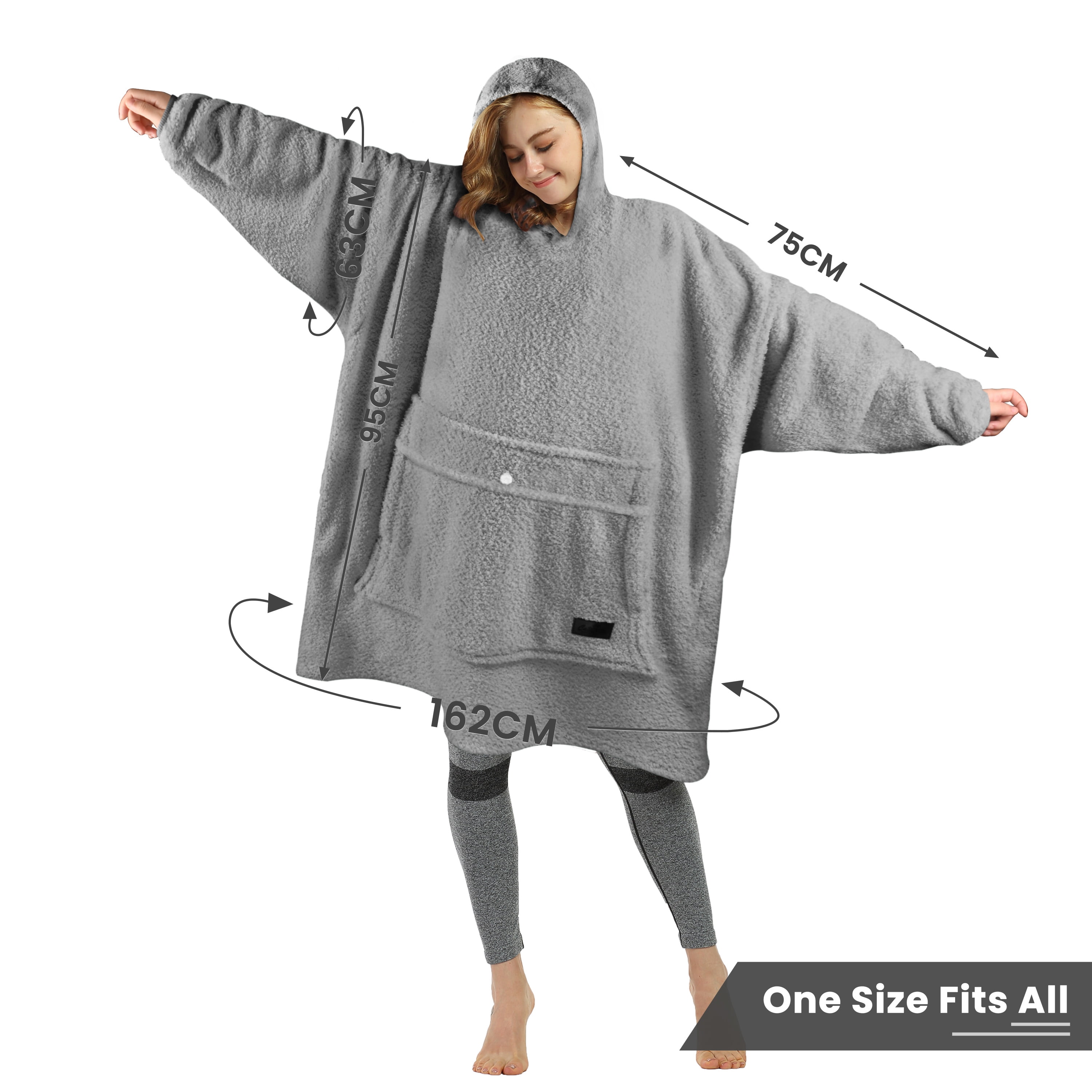 Tirrinia Oversized Wearable Blanket Hoodie, Fleece Home Blanket Sweatshirt, Warm Blanket with Sleeves, Gift for lover