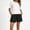 Black, variant on Guluxicc 2 Piece Women's Outfit Sets Basic T Shirt Matching Side Slit Shorts Eyelet Embroidery Casual Outfits for Spring and Summer