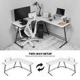 thumbnail image 2 of MoNiBloom L Shaped Corner Gaming Desk, Computer Writing Office Table with Monitor Stand, Workstation for Home Office, White, 2 of 11