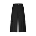 thumbnail image 6 of Lenpel Women's Cargo Capri Pants Baggy High Waisted Wide Leg Cropped Travel Trousers Streetwear Casual Long Shorts with Pockets, 6 of 7