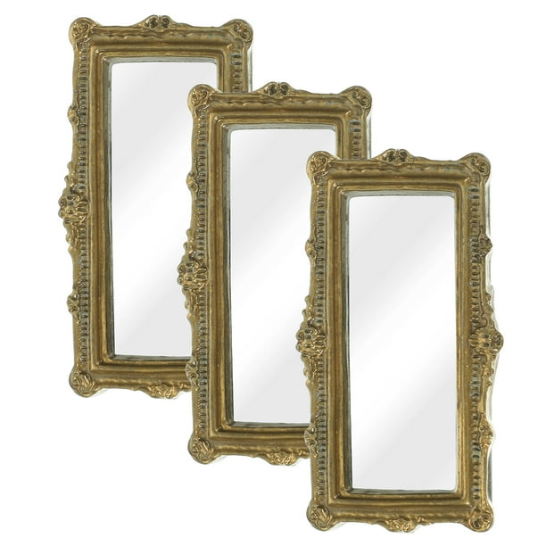3 mini espejos decorativos para decoración de casa, espejos en miniatura simulados.