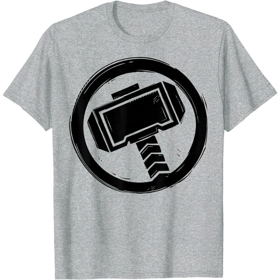 Superhero Thor Woodcut Hammer Logo DTG Print Unisex T-Shirt