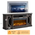 thumbnail image 2 of FlowSun Farmhouse TV Stand with 36'' Electric Fireplace, LED Entertainment Center with Crescent Roman Arched Glass Doors for 80'' TV,Dark Rustic Oak, 2 of 7