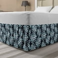 thumbnail image 1 of Tropical Bed Skirt, Monstera Leaves Inner Palm Foliage Motif Contemporary Art Deco Style, Elastic Bedskirt Dust Ruffle Wrap Around for Bedding Decor, 4 Sizes, Dark Blue Grey and White, by Ambesonne, 1 of 2