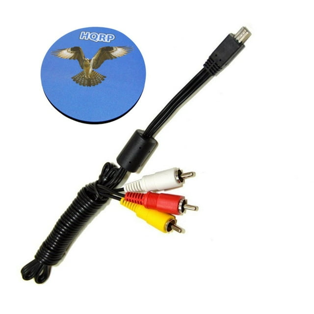 HQRP Mini USB To 3 RCA Audio Video Cable for Canon IXUS 105, 115 HS, 130, 132, 135, 140, 145, 150, 155, 160, 165, 170, 300 HS, 310 HS Digital Camera + HQRP Coaster