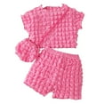 thumbnail image 5 of Hienoo Toddler Girls Summer Outfits Puff Short Sleeve T Shirt Shorts Bag 3Pcs Set, Sizes 3-4T, 5 of 5