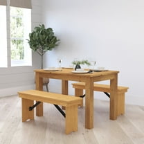 Merrick Lane 46" x 30" Rectangular Light Natural Solid Pine Farm Dining Table