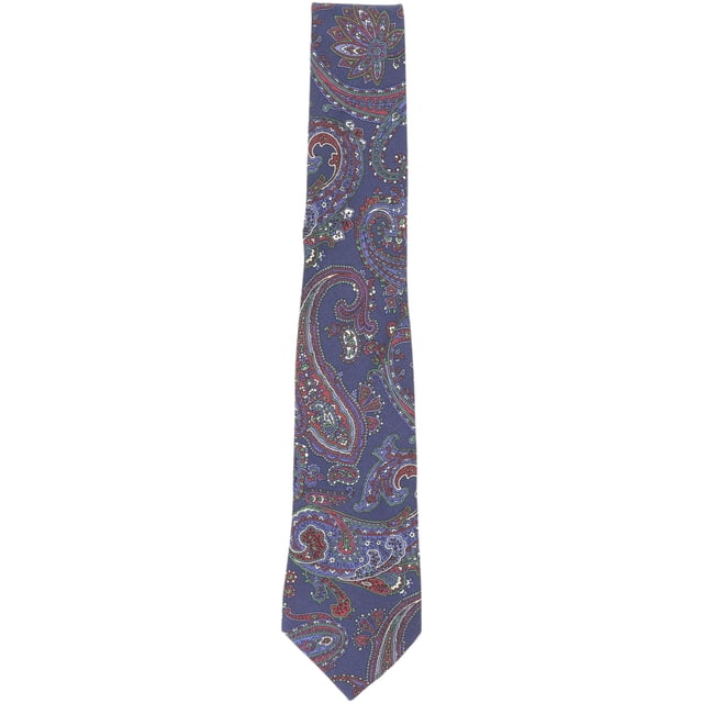 Petronius 1926 Men's Purple / White Green Raspberry Paisley Ottomano Wool and Silk Necktie - One Size