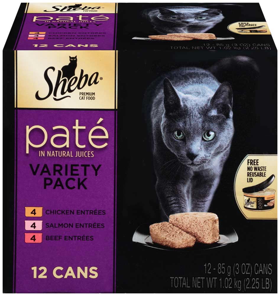 Sheba Pate In Natural Juices Variety Pack Chicken, Salmon, Beef Wet Cat