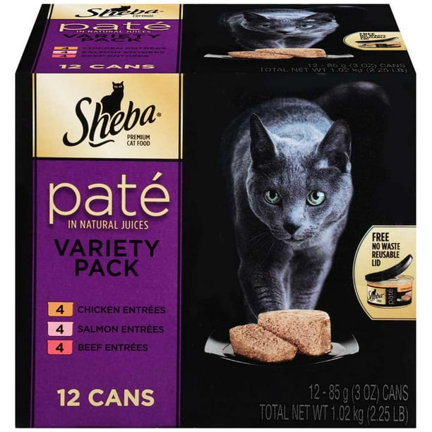Sheba Pate In Natural Juices Variety Pack Chicken, Salmon, Beef Wet Cat