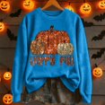 thumbnail image 4 of Rggeeun Crew Neck Sweatshirts Women Pumpkin Pattern Plus Size Loose Long Sleeve Soft Relaxed Fit for Halloween Training Simple Tops,Blue,L, 4 of 5
