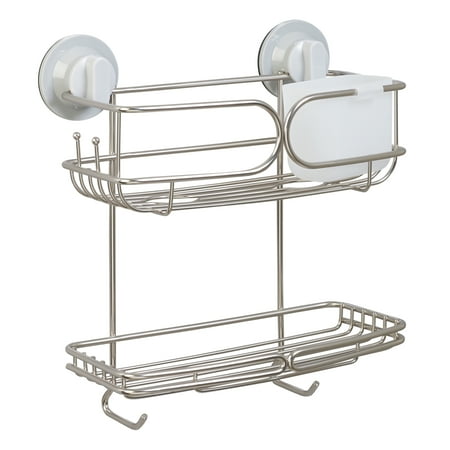 Zenna Home No Rust Shower Caddy, Adhesive or Suction Mount, Power Grip Pro, 2 Shelf, Stainless Steel