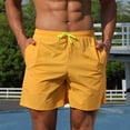 thumbnail image 2 of zuwimk Gym Shorts For Men,Men's Casual Cotton Linen Shorts Classic Fit Beach Shorts with Pockets Yellow,XL, 2 of 5