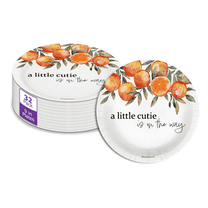 Birthday Galore Our Little Cutie Baby Shower - 32 Piece Disposable Party Supplies - Oranges Baby Shower Decorations - Round Party Plates - Large 9" Paper Plates In Bulk
