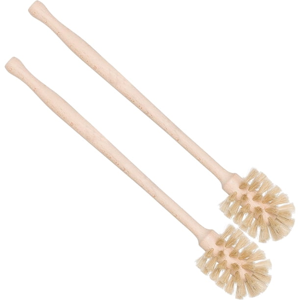 Cepillo para botellas, mango de madera duradero, cerdas naturales densas, limpia fácilmente jarrones, jarras, tazas y más