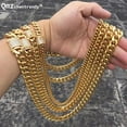 thumbnail image 2 of Luxury Miami Cuban Link Chain Necklace Stainless Steel Bling Iced Out Cubic Zircon Clasps For Men Women Hip Hop Rapper Jewelry, 2 of 6