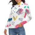 thumbnail image 2 of Shapes And Bold Brush Lines Women's Turtleneck Sweater Long Sleeve Ribbed Fitted Turtle Neck Casual Fall Winter Collection Top L, 2 of 4