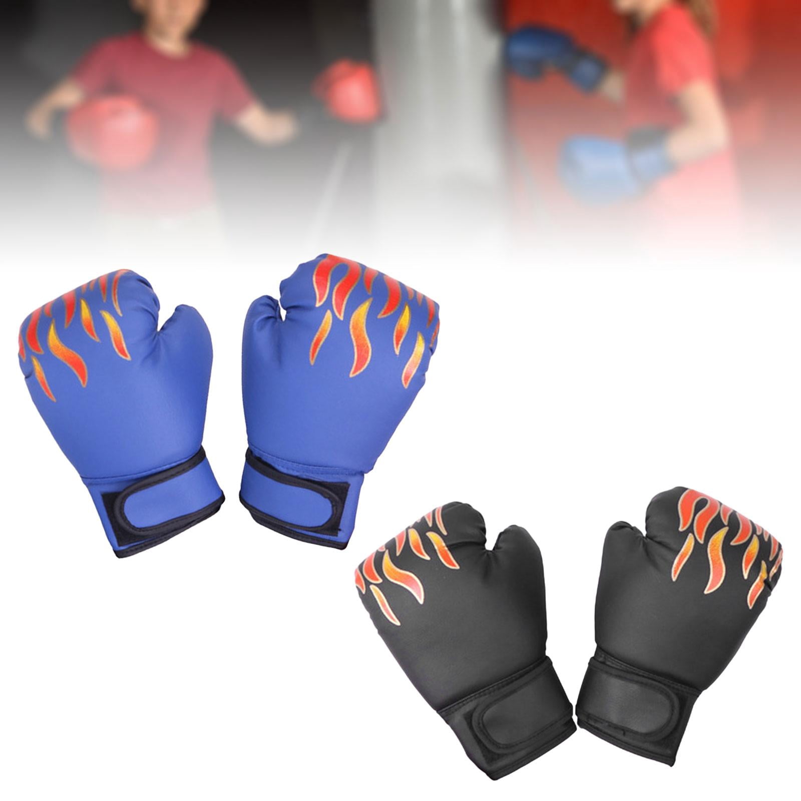 Baoblaze 2 Pair of Kids Boxing Gloves Beginners Home Gym Punching Bag Sparring Gloves Black and Blue