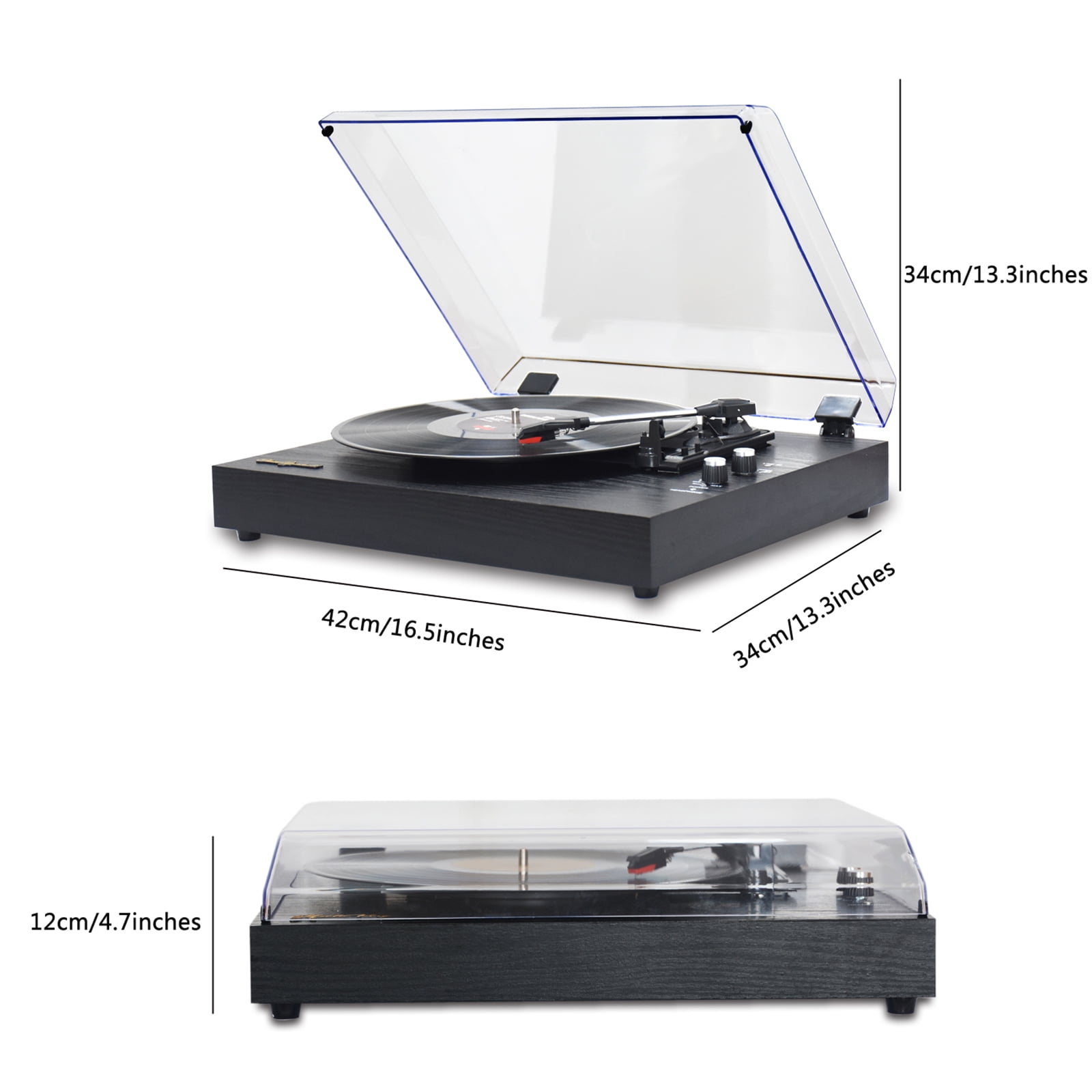 Player,Turntable Wooden 334578 Vinyl 33/45/78 Rpm 7/10/12-inch