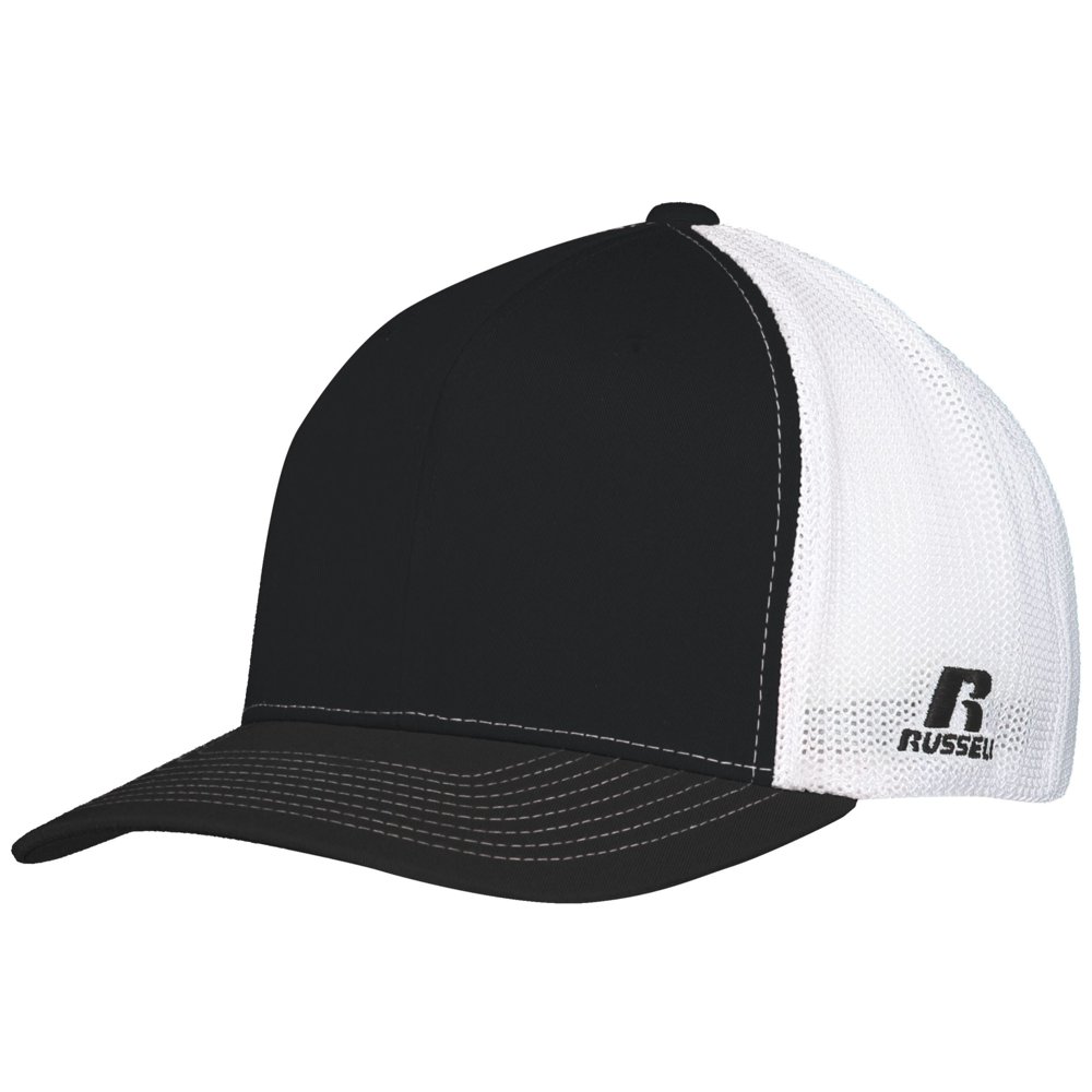 Russell FLEXFIT TWILL MESH CAP L/XL / BLACK/WHITE by RUSSELL