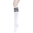 thumbnail image 5 of Calcetines hasta la rodilla de algodón para mujer, calcetines de tubo deportivos de equipo de uniforme escolar, calcetines de algodón calcetines de fútbol calcetines deportivos rayas de color sól, 5 of 5