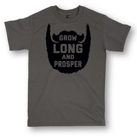 Grow Long And Prosper Funny Beard Mustache Humor Stache Novelty - Men's T-Shirt