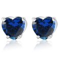 thumbnail image 1 of 1ct Clous en Forme de Cœur Saphir Bleu Simulé Or Blanc 14K, 1 of 3