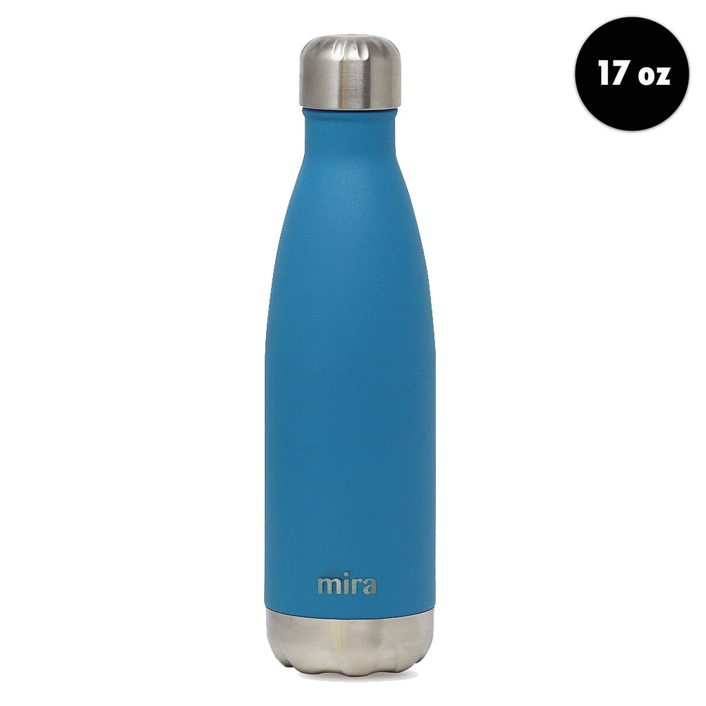 MIRA 17oz Stainless Steel Vacuum Insulated Water Bottle, Leak-Proof Double Walled Cola Shape, Hawaiian Blue