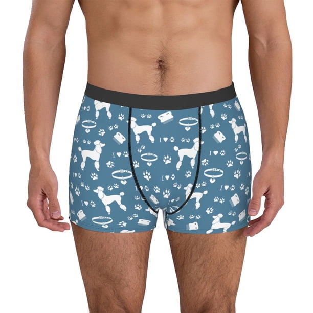 Balery Poodle Dog Calzoncillos bóxer para hombre, ropa interior de algodón suave y transpirable con cinturilla de nailon-Medium