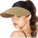 thumbnail image 1 of Sombreros de visera CHAO mujer ala ancha paja cola de caballo sombrero playa verano UV UPF plegable, 1 of 5
