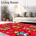 thumbnail image 2 of ODIKA 5'x7' Machine Washable Non-Slip Area Rug, Jolly Gingerbread Family Scene Xmas Doormat with Snowy Landscape High Traffic Rug, Red, 631052, 2 of 7