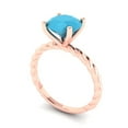 thumbnail image 2 of Clara Pucci 14K Rose Gold Solid Gold Turquoise Solitaire Anniversary Ring for Women - 2 cttw Round Cut, 2 of 8