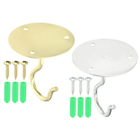 

Uxcell 2.5 x 2.8 Ceiling Hook Wall Mounted Hanger Hooks 2 Pack Gold Silver