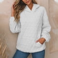 thumbnail image 2 of UJNDER Women's Hooded Sweatshirt Solid Color Quilted Pocket Pullover Long Sleeve Casual Fall White L, 2 of 6