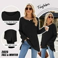 thumbnail image 3 of SHIBEVER Womens Sweaters Tops Black Fall Fashion Long Sleeve Tunic Lightweight Sweaters for Women Tops Dressy Casual Black Pullover Blouse Size M, 3 of 6