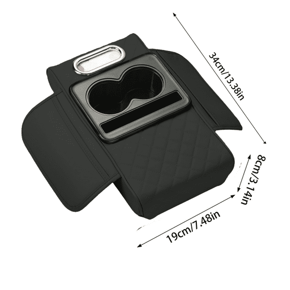 Car Center Console Cushion Pad Armrest Seat Box Cover Protector with Two Cup Holder Tissue Box Storage Pocket,Black