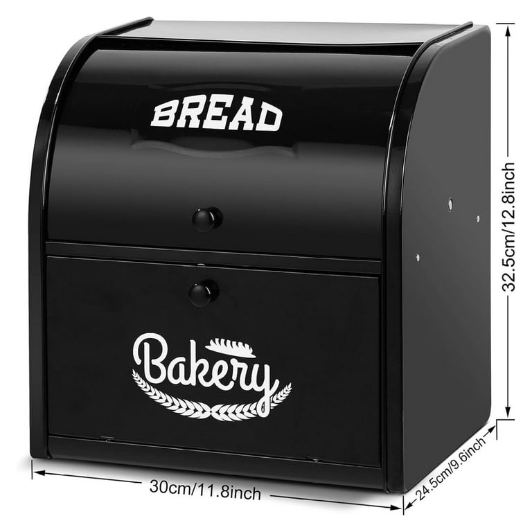Black Metal Bread Box with Lid, 11.8 Black Metal Bread Box with Lid, 11.8