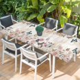 thumbnail image 2 of Vintage Pink Flowers Table Cloths for 8 Foot Rectangle Tables, Spring Floral Butterfly Retro Art Patio Waterproof Elastic Fitted Tablecloths, Washable Rectangular Table Cover for Camping, 2 of 8