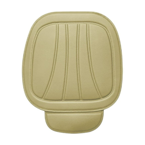 Car Seat Cushion, Full-Wrap Non-Slip Pu Leather Auto Front Seat Bottom Cushion, All Season Universal Interior Car Accessories (Beige)