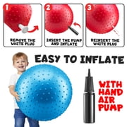 PlayBolt Jumbo 18-Inch Knobby Playground Balls – 2 Pack (Red & Blue) Giant Inflatable Rubber Kickballs with Hand Pump for Kids & Toddlers – Indoor & Outdoor Play