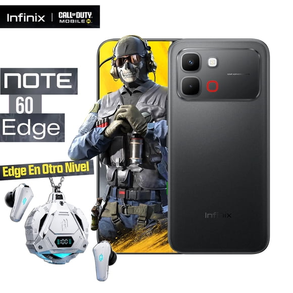 Celular Infinix Note 60 Edge Negro 256GB 8GB RAM Negro + Audífonos Gamer