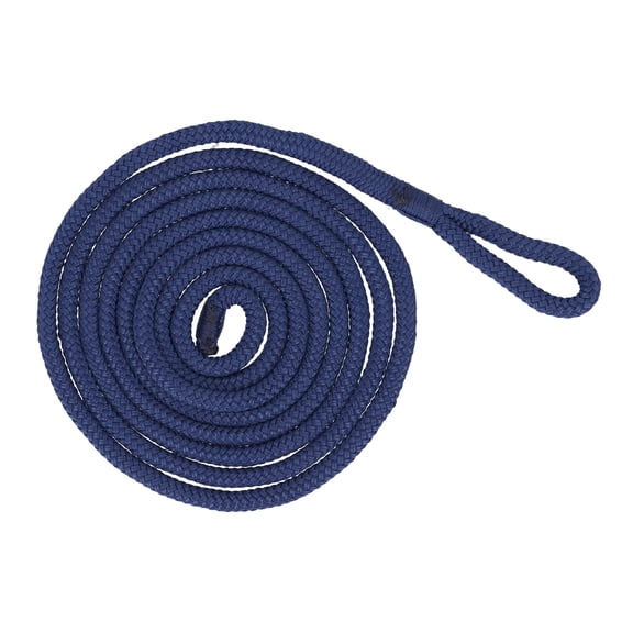 Rockville L38110 10ft 3/8in Boat Fender Line, Double-Braided Polypropylene, 2in Spliced Eyelet, Floating Boat Rope (Navy Blue)