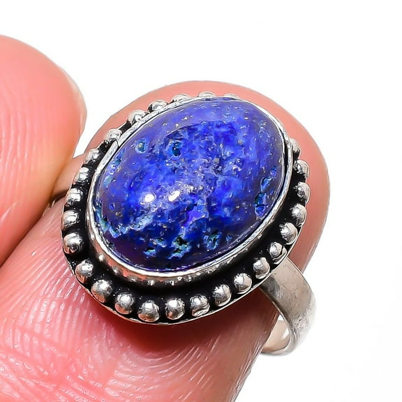 Natural Lapis Lazuli Gemstone 925 Sterling Silver Jewelry Ring Size 7
