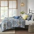thumbnail image 4 of Madison Park - Tangiers 6 Piece Coverlet Set - Blue - Full/Queen - Medallion - Includes 1 Coverlet, 2 Shams, 3, 4 of 5